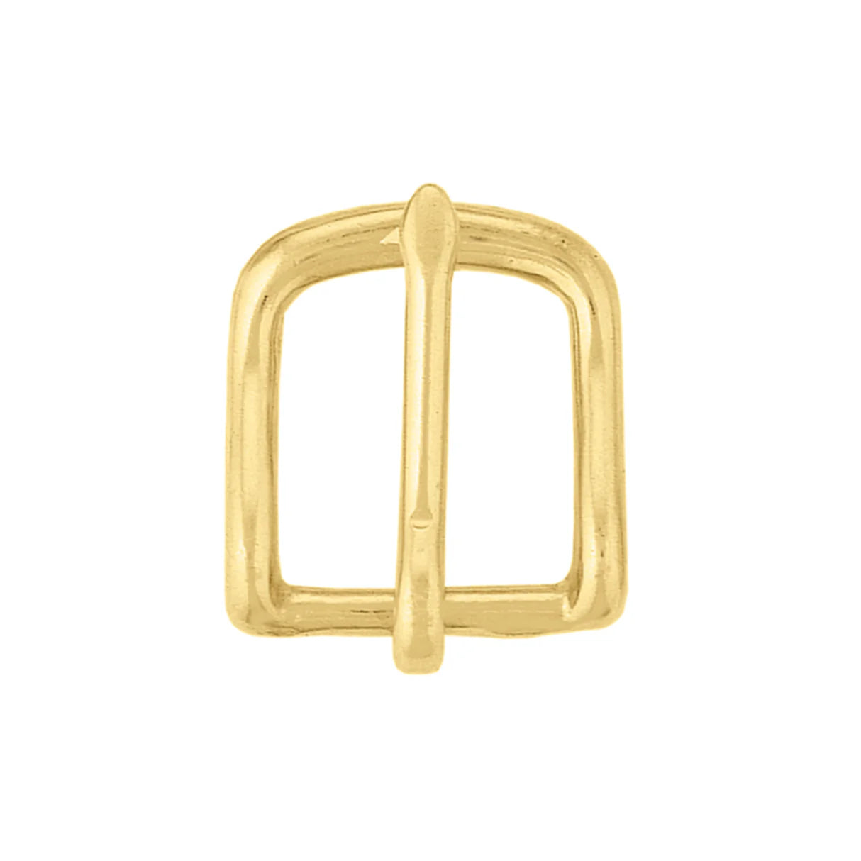 Gold metal buckle on a white background