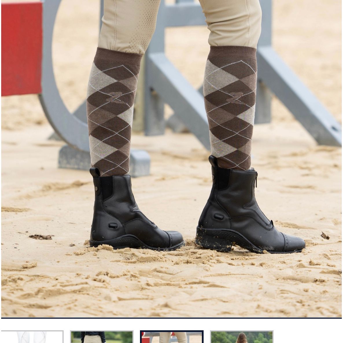 Calcetines altos de equitación Horze Holly Argyle: mezcla Coolmax® que absorbe la humedad