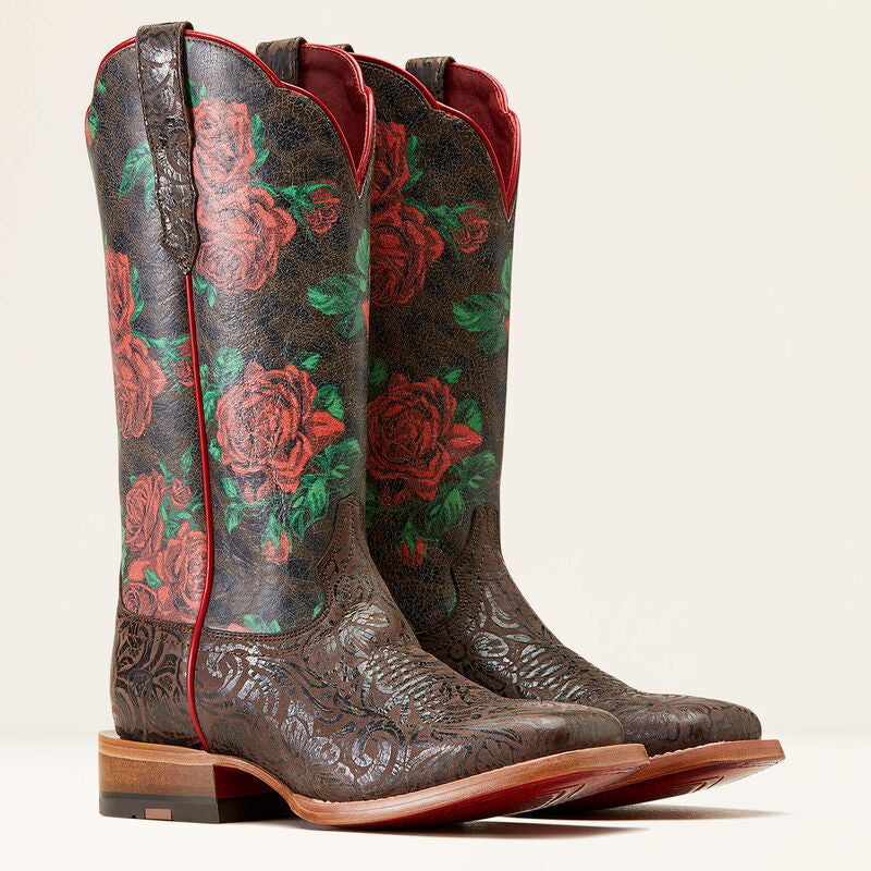 Ariat Women’s Frontier Farrah Floral Emboss Western Boot – Wide Square Toe