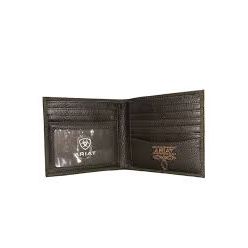 Cartera Ariat grande plegable – Cartera estilo western de cuero Crazy Horse marrón