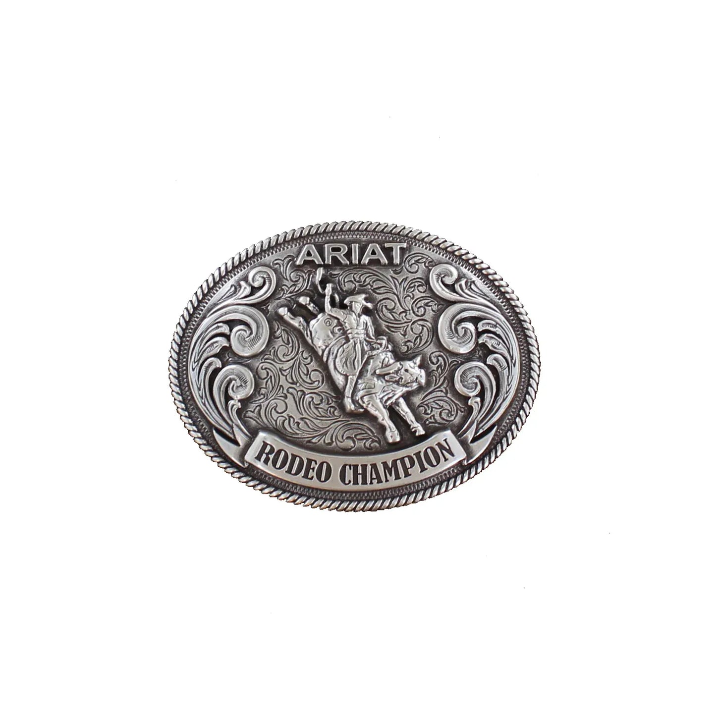 Hebilla Ariat Youth Oval Rope Edge Rodeo – Hebilla de cinturón western de latón antiguo