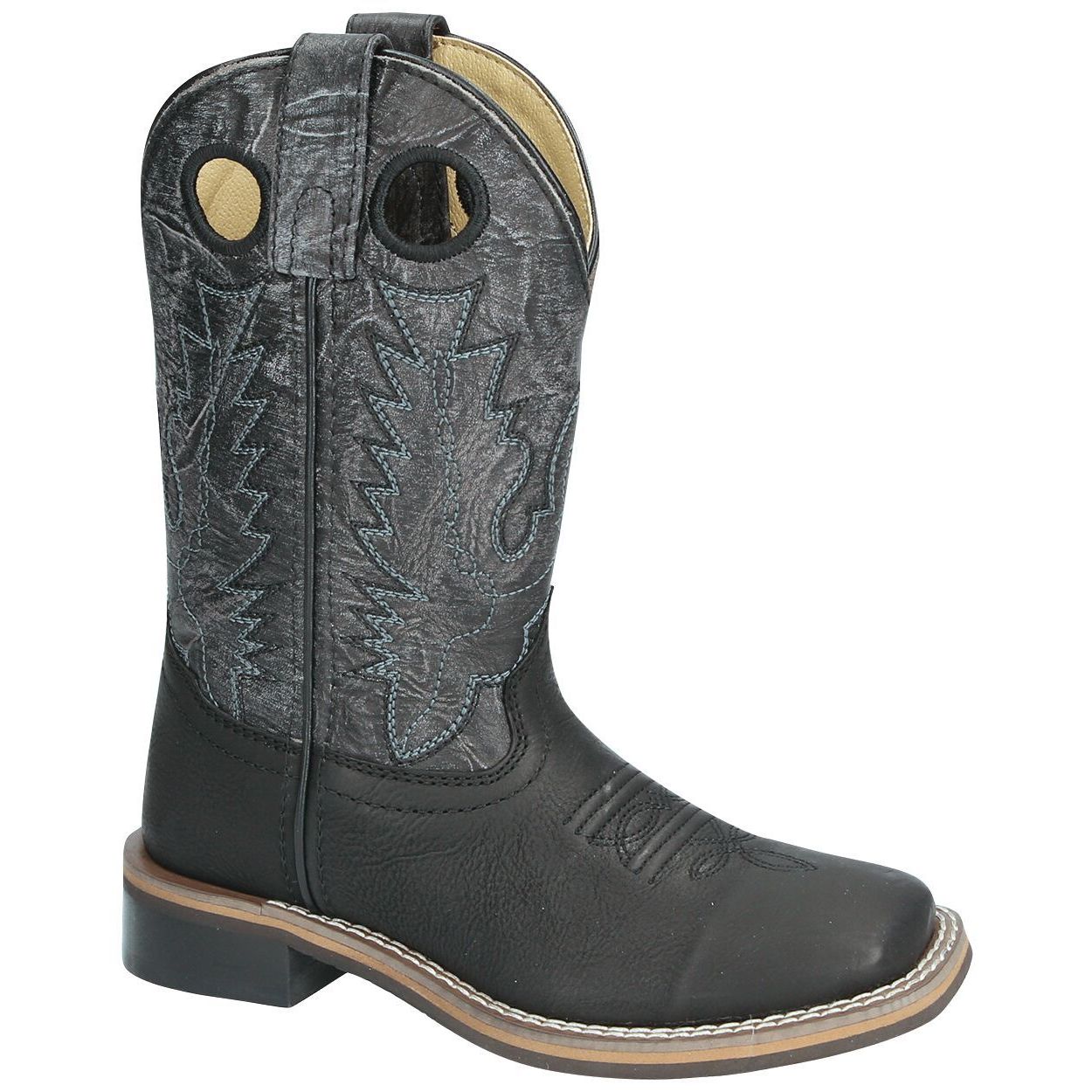 Botas vaqueras Smoky Mountain Duke 3912 para niños, color negro desgastado, punta cuadrada
