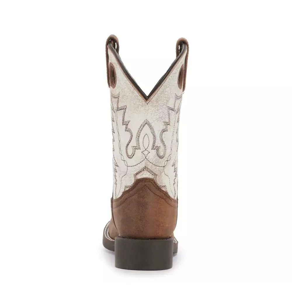 Botas vaqueras Smoky Mountain Drifter 3108 para niños: marrón desgastado y blanco antiguo