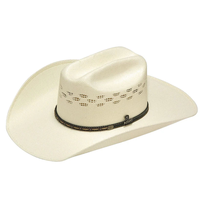 Sombrero vaquero Ariat® SS color marfil para hombre – Banda de sudor de cuero