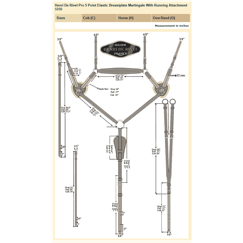 Henri de Rivel Pro 5 Point Elastic Breastplate