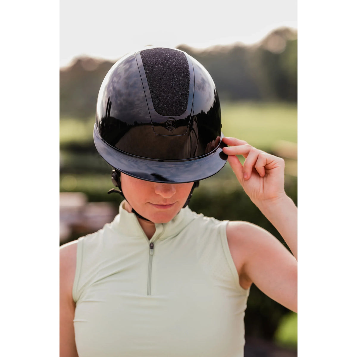 Equinavia Crown Glossy Mips® Riding Helmet - Black/Black Diamond Crystal