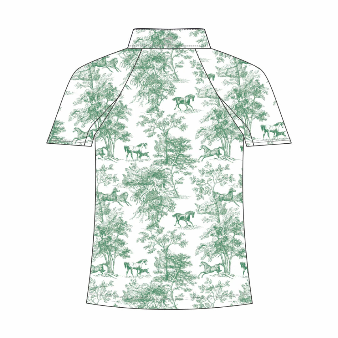 Dapplebay Kids Green Equestrian Toile 1/4 Zip - Short Sleeve image 1