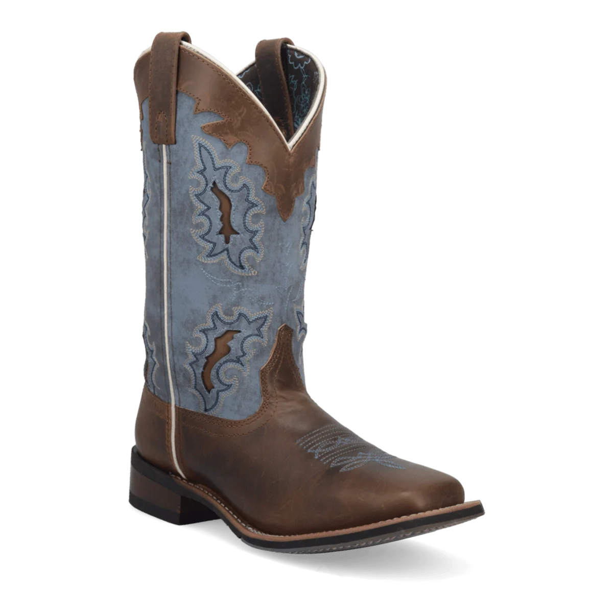 Botas vaqueras de cuero y mezclilla para mujer Laredo Isla – Bronceado/Azul