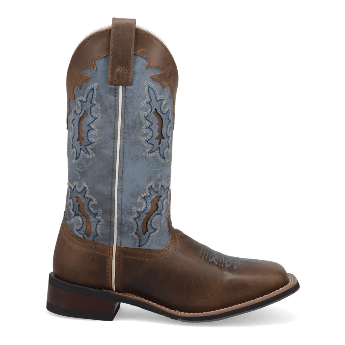 Botas vaqueras de cuero y mezclilla para mujer Laredo Isla – Bronceado/Azul