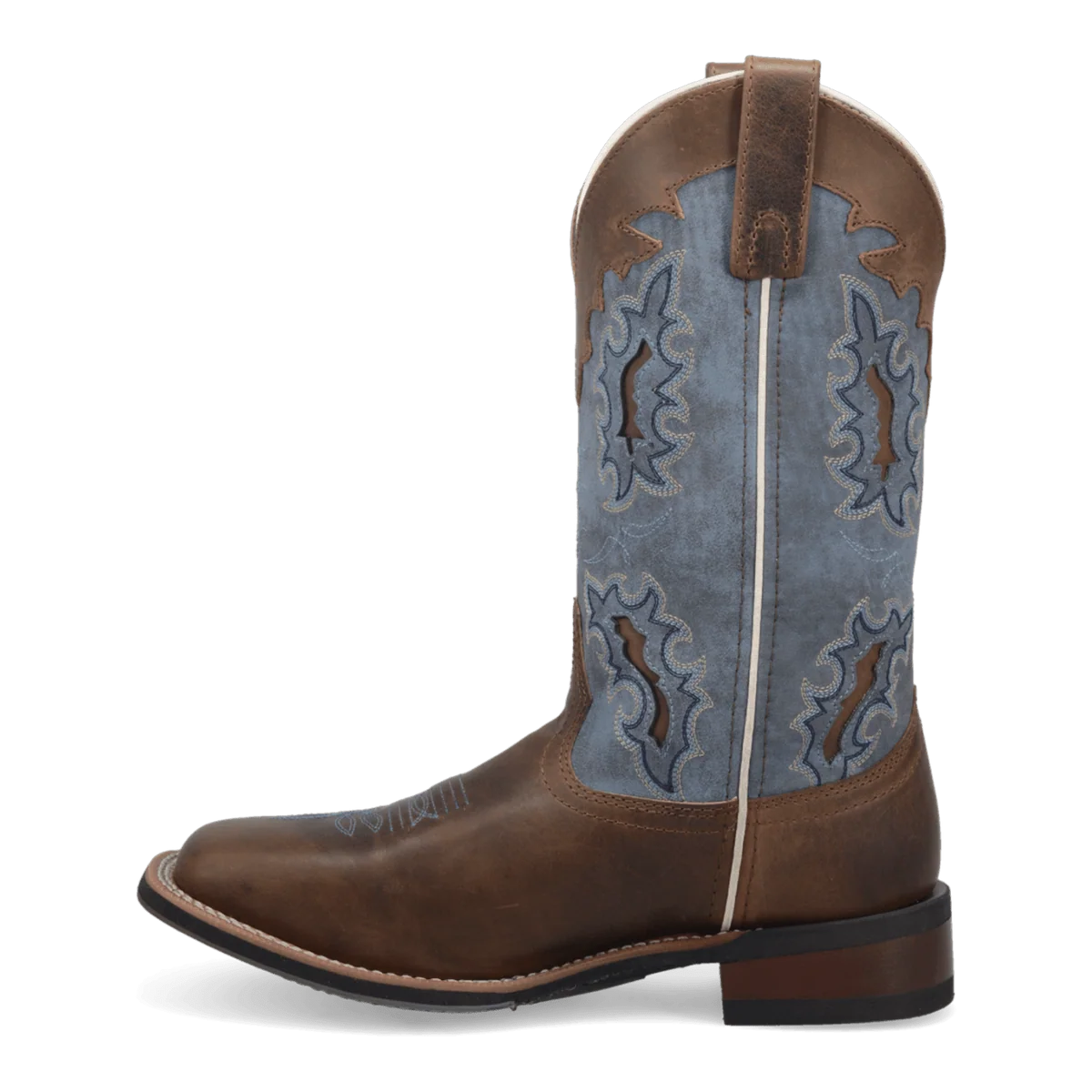 Botas vaqueras de cuero y mezclilla para mujer Laredo Isla – Bronceado/Azul
