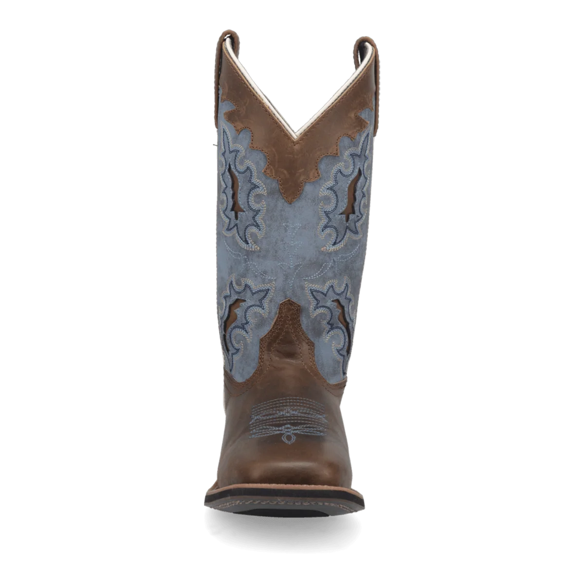 Botas vaqueras de cuero y mezclilla para mujer Laredo Isla – Bronceado/Azul