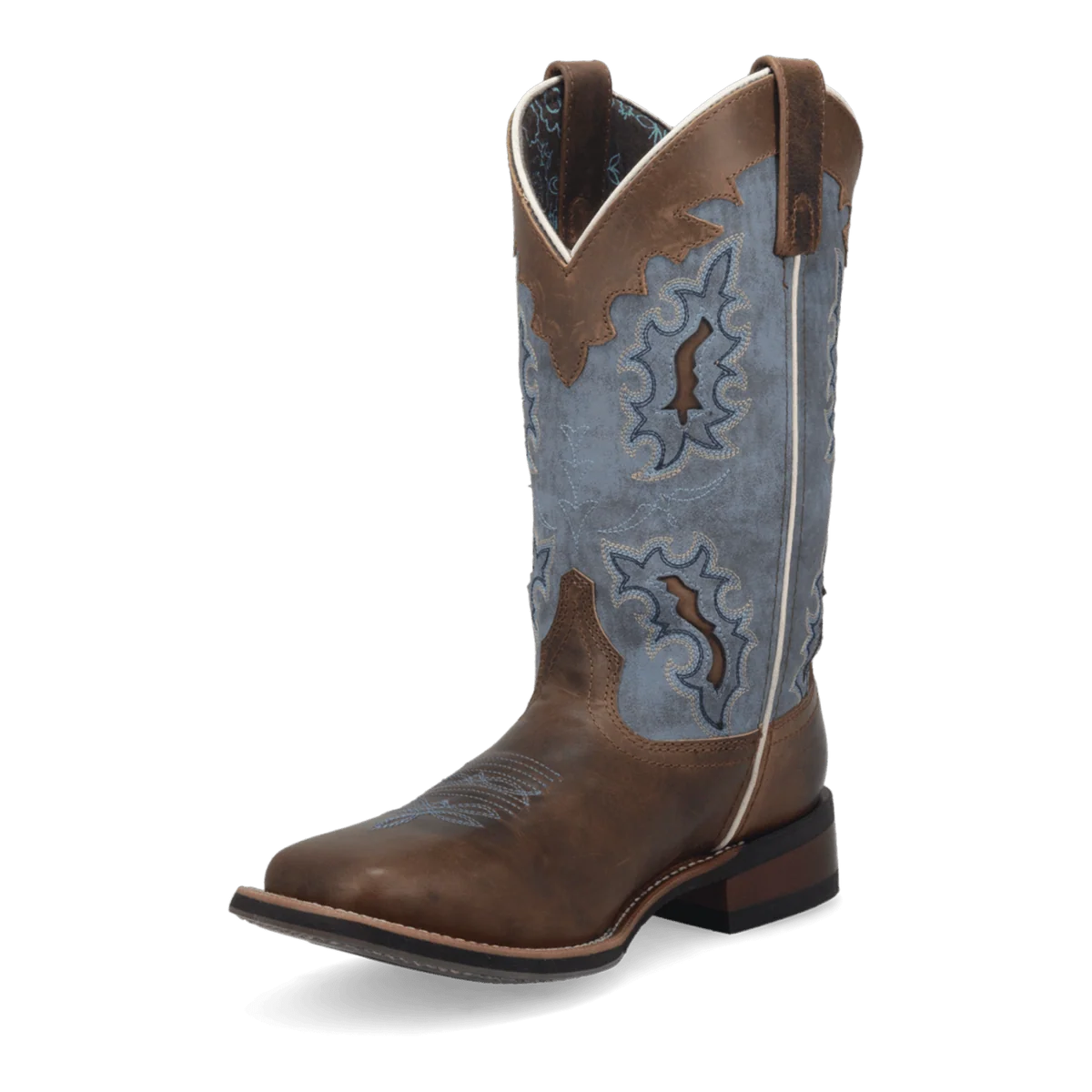 Botas vaqueras de cuero y mezclilla para mujer Laredo Isla – Bronceado/Azul