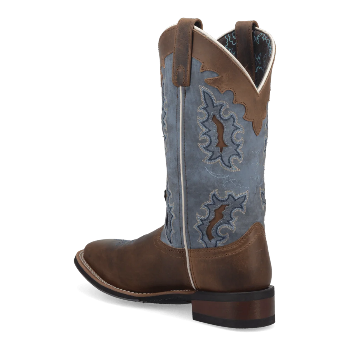 Botas vaqueras de cuero y mezclilla para mujer Laredo Isla – Bronceado/Azul