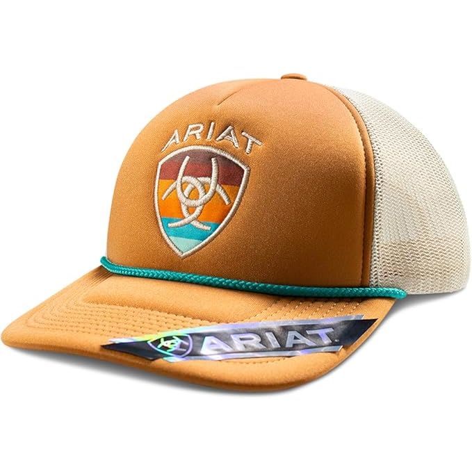 Ariat Western Womens Cap Baseball Hat Embroidered Striped Patch Camel