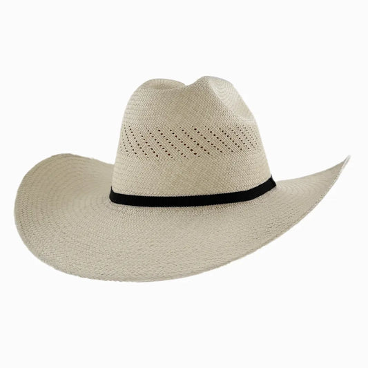 Chase Toquilla Straw Curled Panama Cowboy Hat - Cream