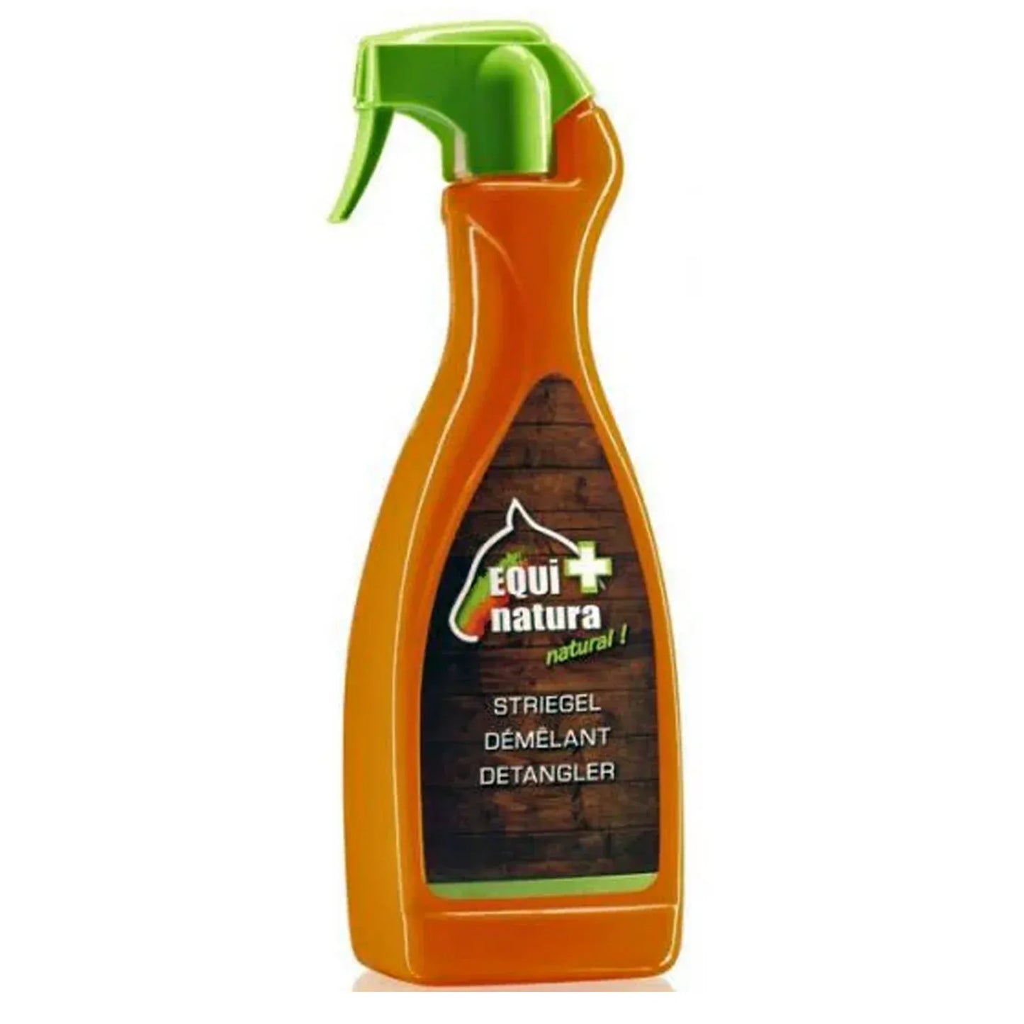 Orange spray bottle with green nozzle labeled 'Equinatura' on a white background