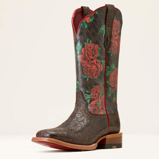 Ariat Women’s Frontier Farrah Floral Emboss Western Boot – Wide Square Toe