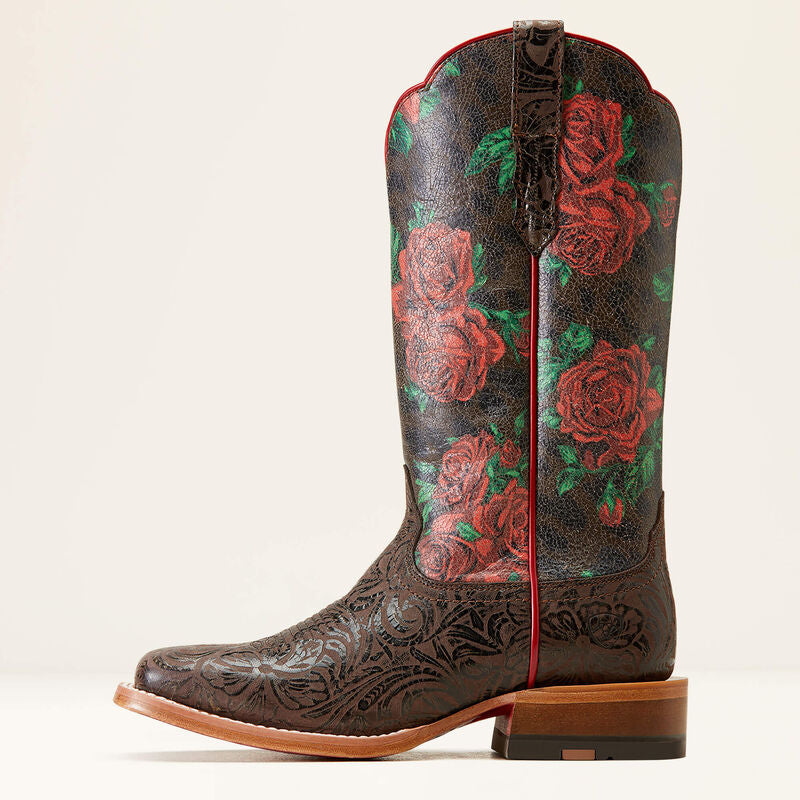 Ariat Women’s Frontier Farrah Floral Emboss Western Boot – Wide Square Toe