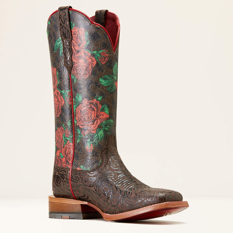 Ariat Women’s Frontier Farrah Floral Emboss Western Boot – Wide Square Toe