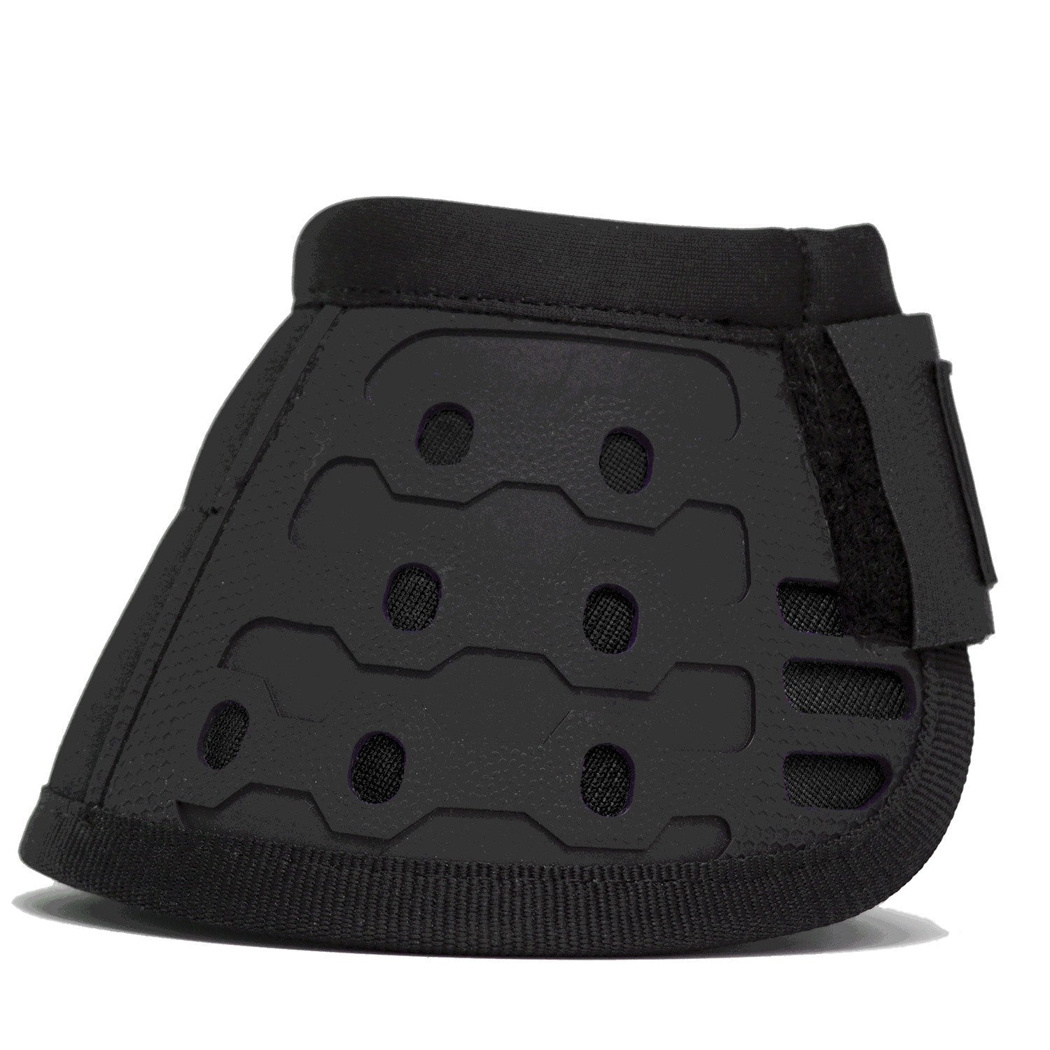 Majyk Equipe Over Reach No Turn Notch Boot with Impact Protection – Pair in black side view for horse hooves.