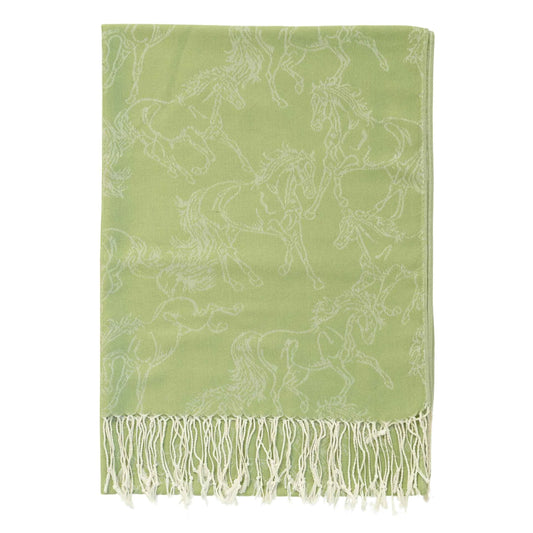 AWST Int’l “Lila Linear Horses” Pashmina Scarf (28″ × 72″)