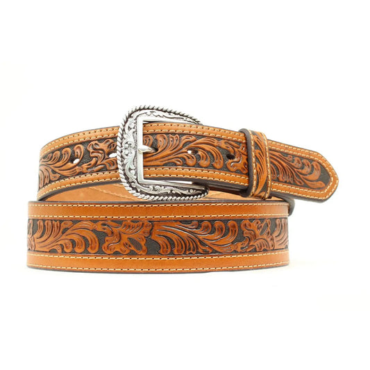 Ariat Men’s Western Belt – Floral Embossed Leather Cowboy Belt
