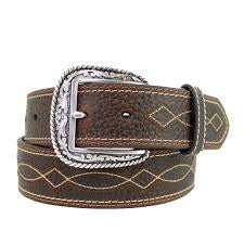 Ariat Men’s 1½" Tan Boot Stitch Center Belt – Genuine Leather Western Belt