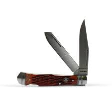 Ariat Folding Knife – Muskrat Double Blade, Brown Handle