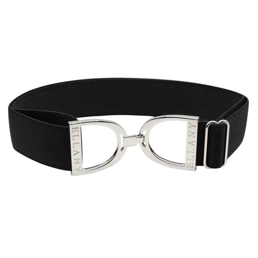 Black Ellany 1.5" Silver Stirrup Elastic Belt