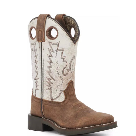 Smoky Mountain Drifter 3108 Kids’ Western Boots – Brown Distress & Antique White