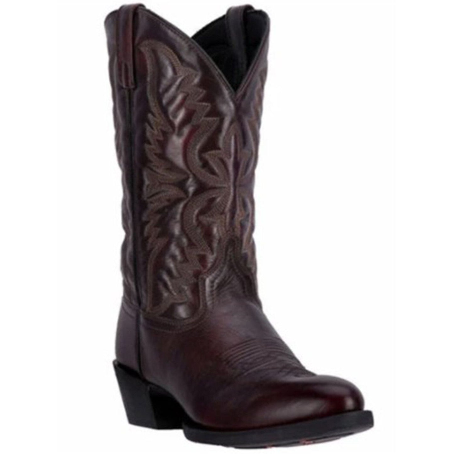 Laredo Men’s Embroidered Round Toe Western Boots – Black Cherry