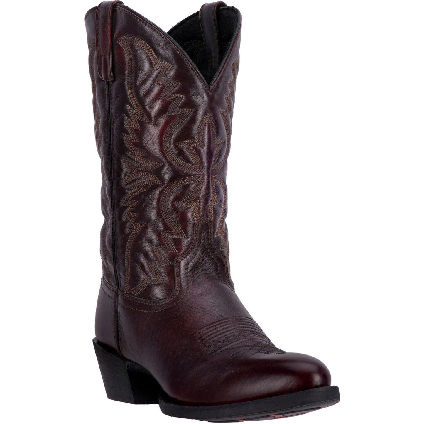 Laredo Men’s Embroidered Round Toe Western Boots – Black Cherry