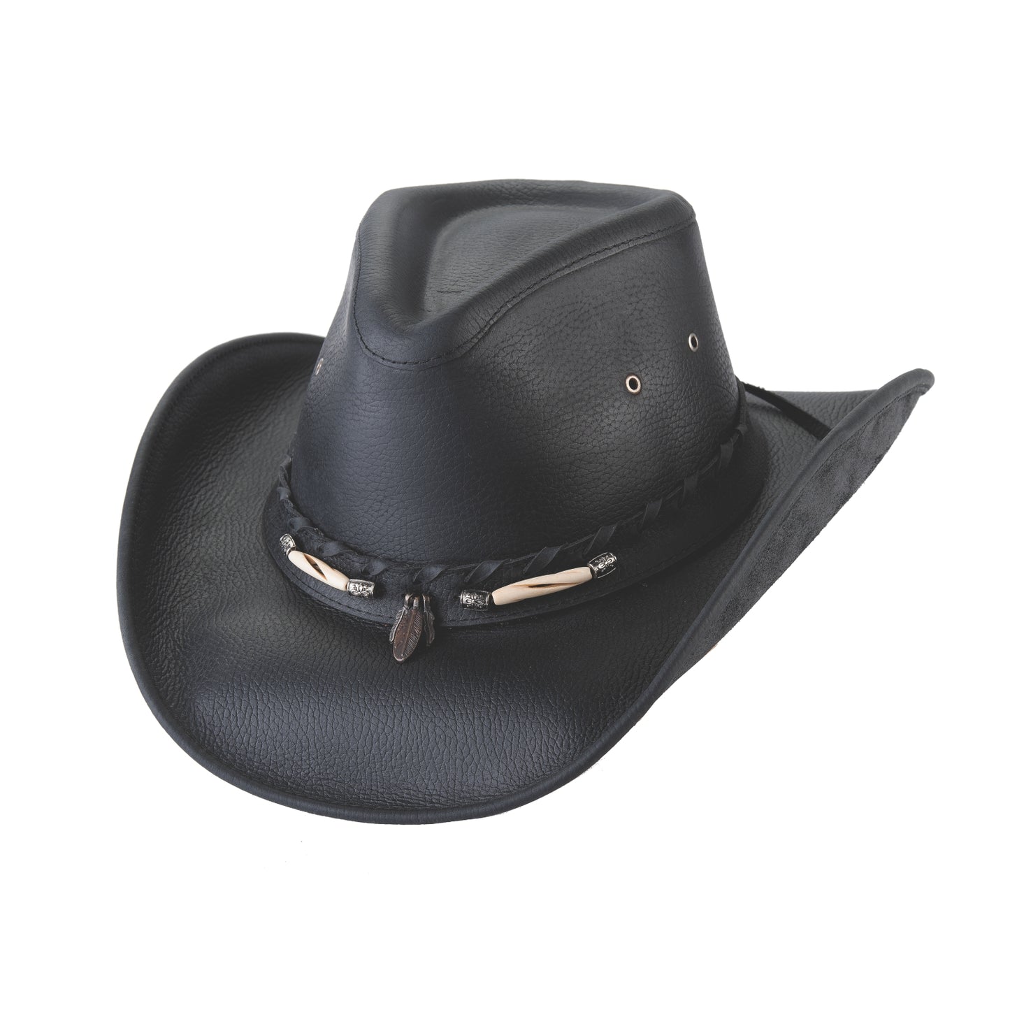 Bullhide Briscoe Leather Cowboy Hat- Black