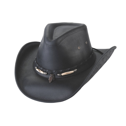 Bullhide Briscoe Leather Cowboy Hat- Black