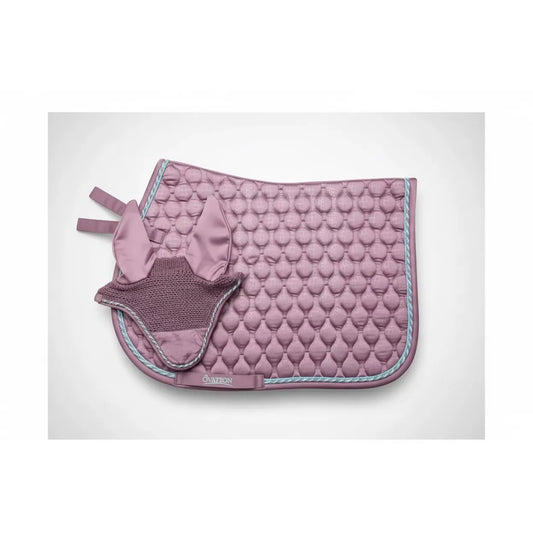 Ovation Quilted Leopard Satin AP Saddle Pad & Bonnet – Muted Clay