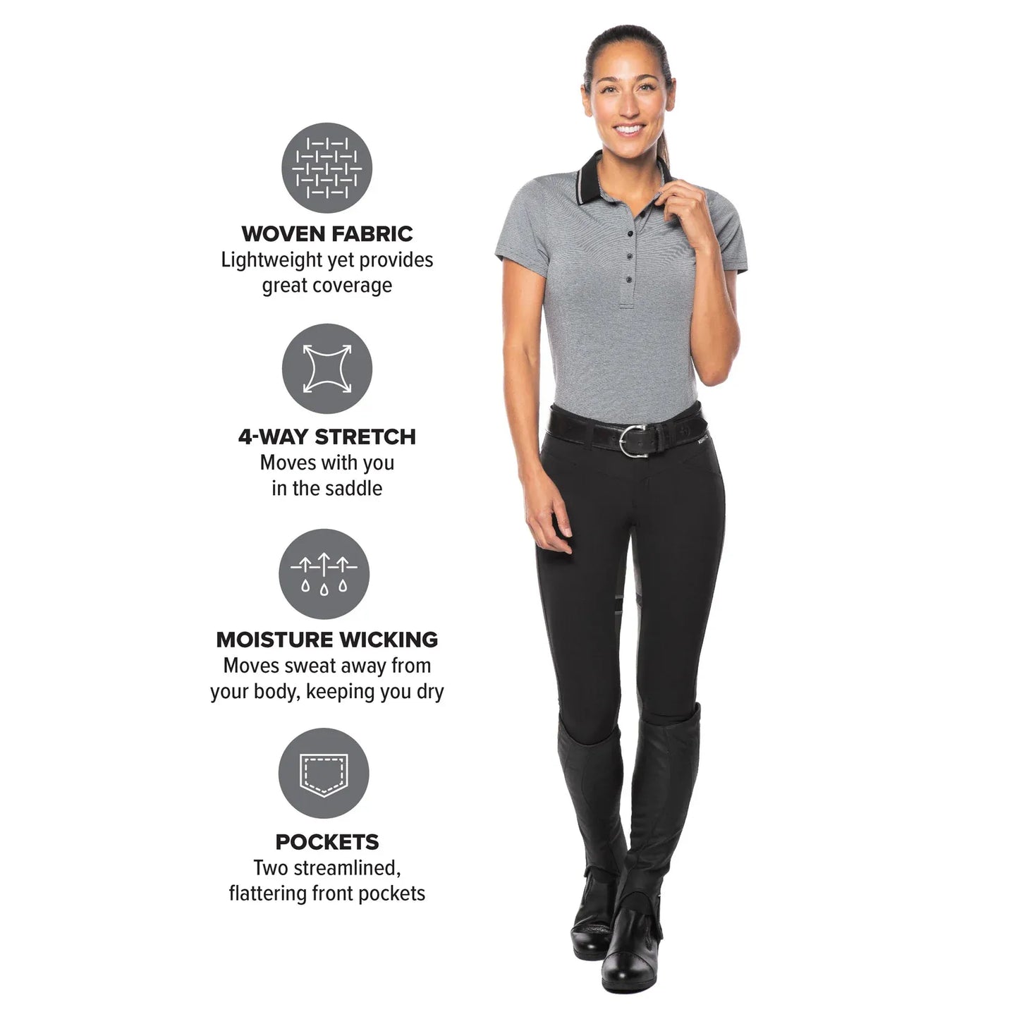 Kerrits Crossover II Full Seat – Pantalones de Equitación con Asiento Completo y Agarre Flexible