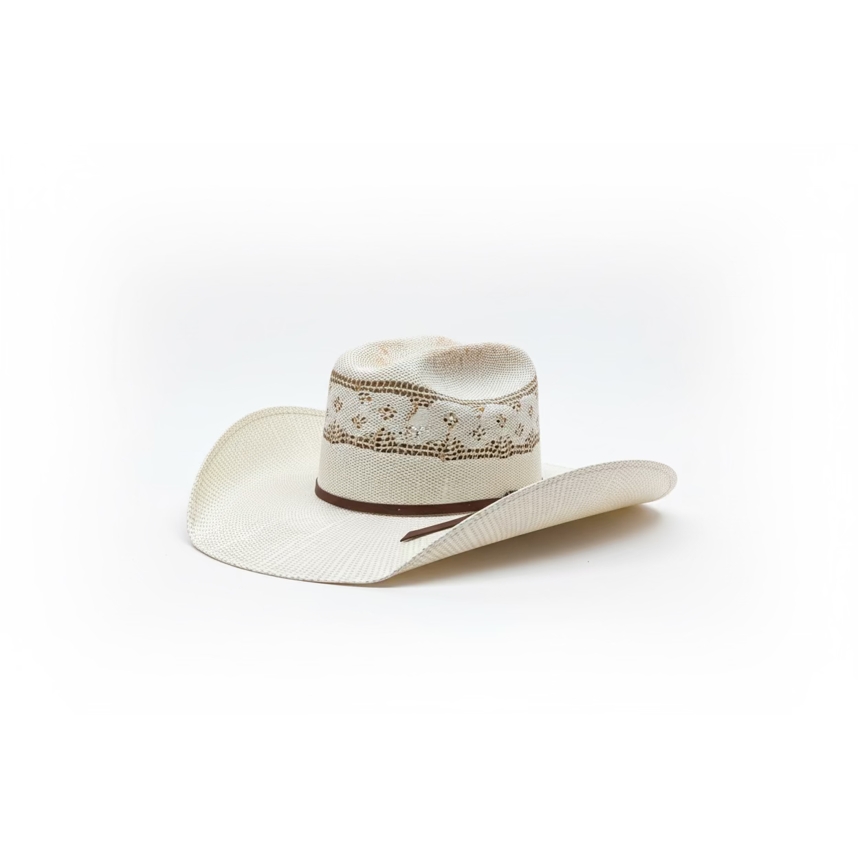Sombrero vaquero Ariat® SS color marfil para hombre – Banda de sudor de cuero