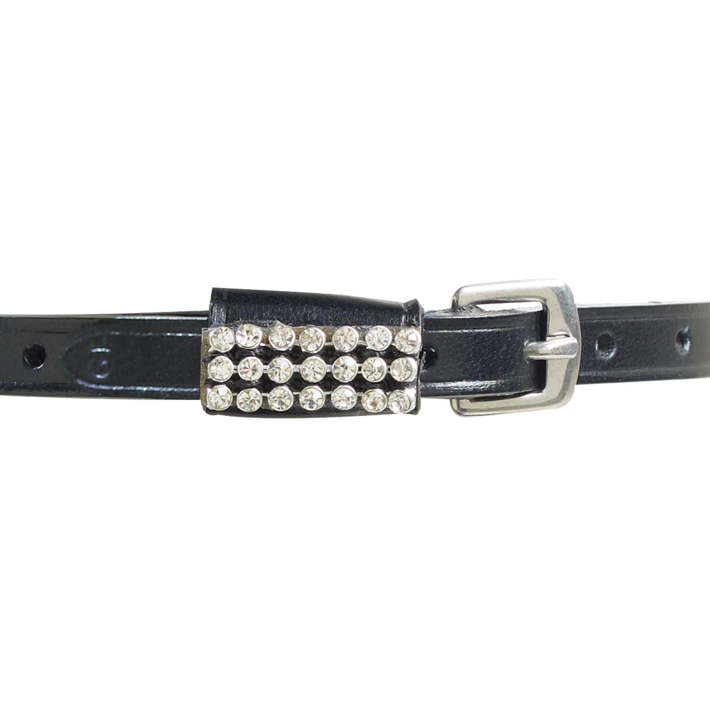 Correas de espuela de cuero con joyas – Diamante/Plateado