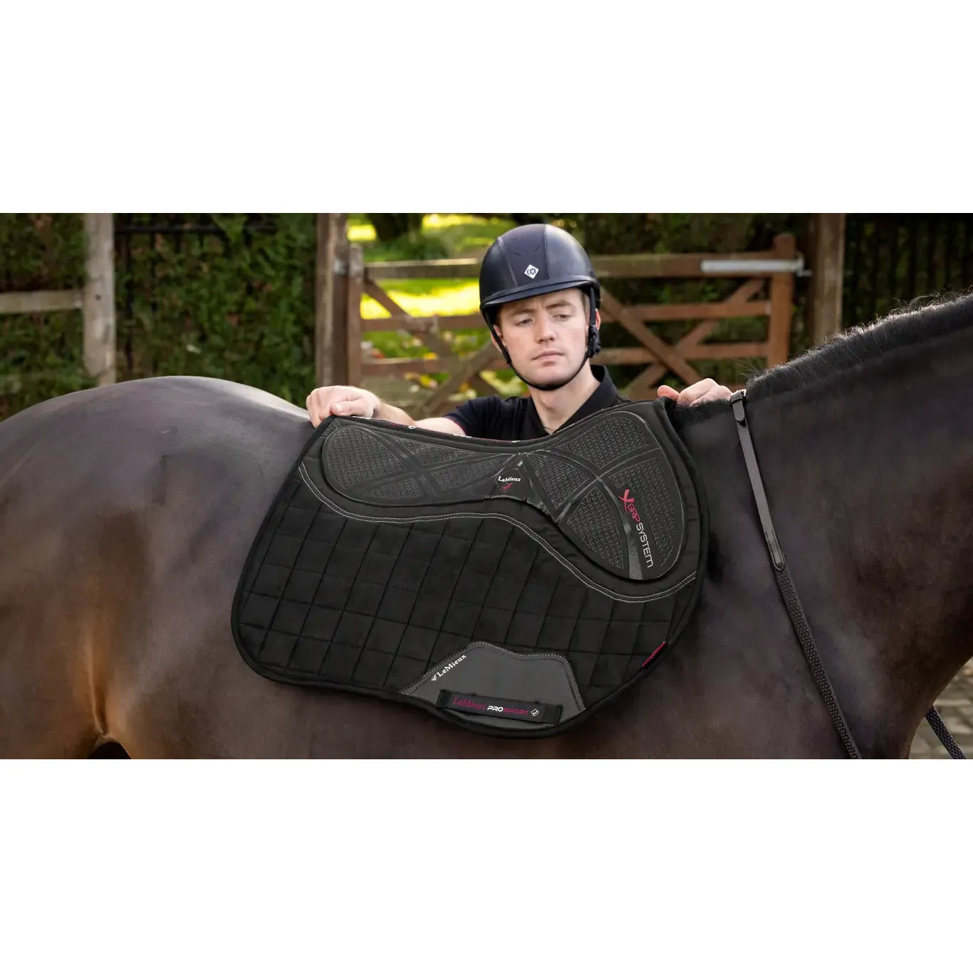 LeMieux X-Grip Silicone Eurojump Square Saddle Pad – Black