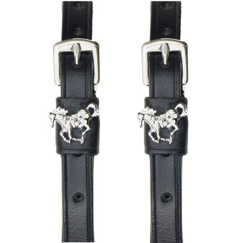 Correas de espuela de cuero con joyas – Diamante/Plateado