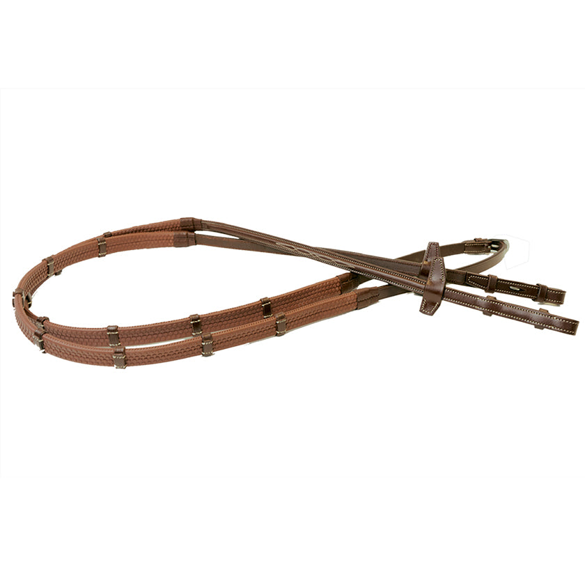 Signature by Antarès Rubber Reins 5/8" with 7 Leather Loops