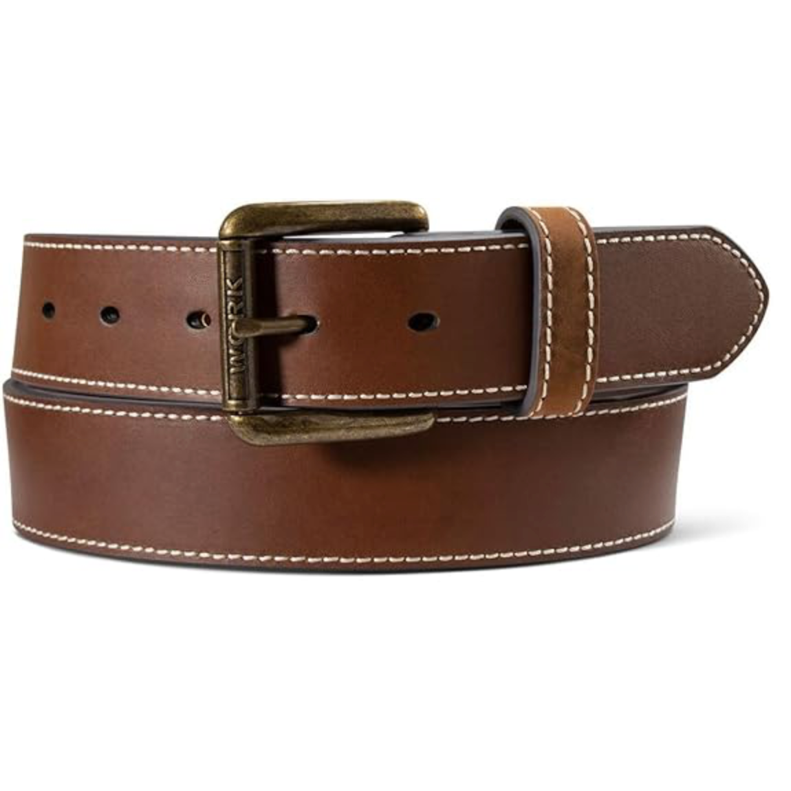 Cinturón Ariat para hombre con triple costura en el borde – Cinturón estilo western de cuero marrón Rowdy