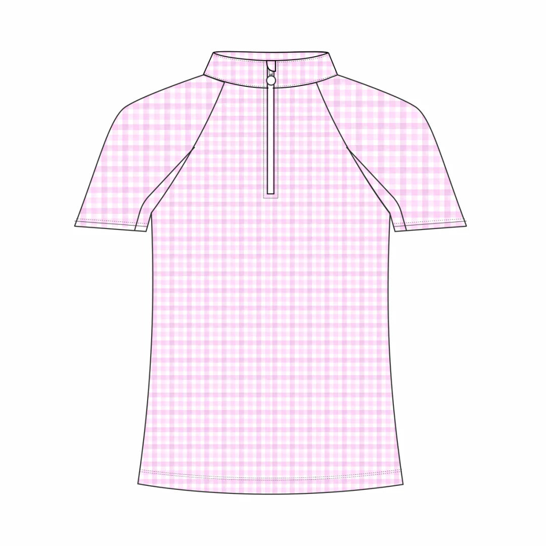 Dapplebay Kids Pink Gingham 1/4 Zip - Short Sleeve image 0