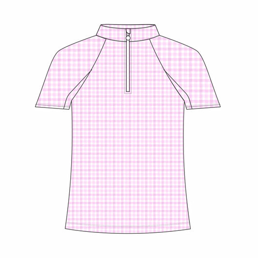 Dapplebay Kids Pink Gingham 1/4 Zip - Short Sleeve image 0