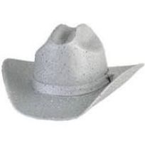 Glitzy Spark Silver Glitter Cowboy Hat