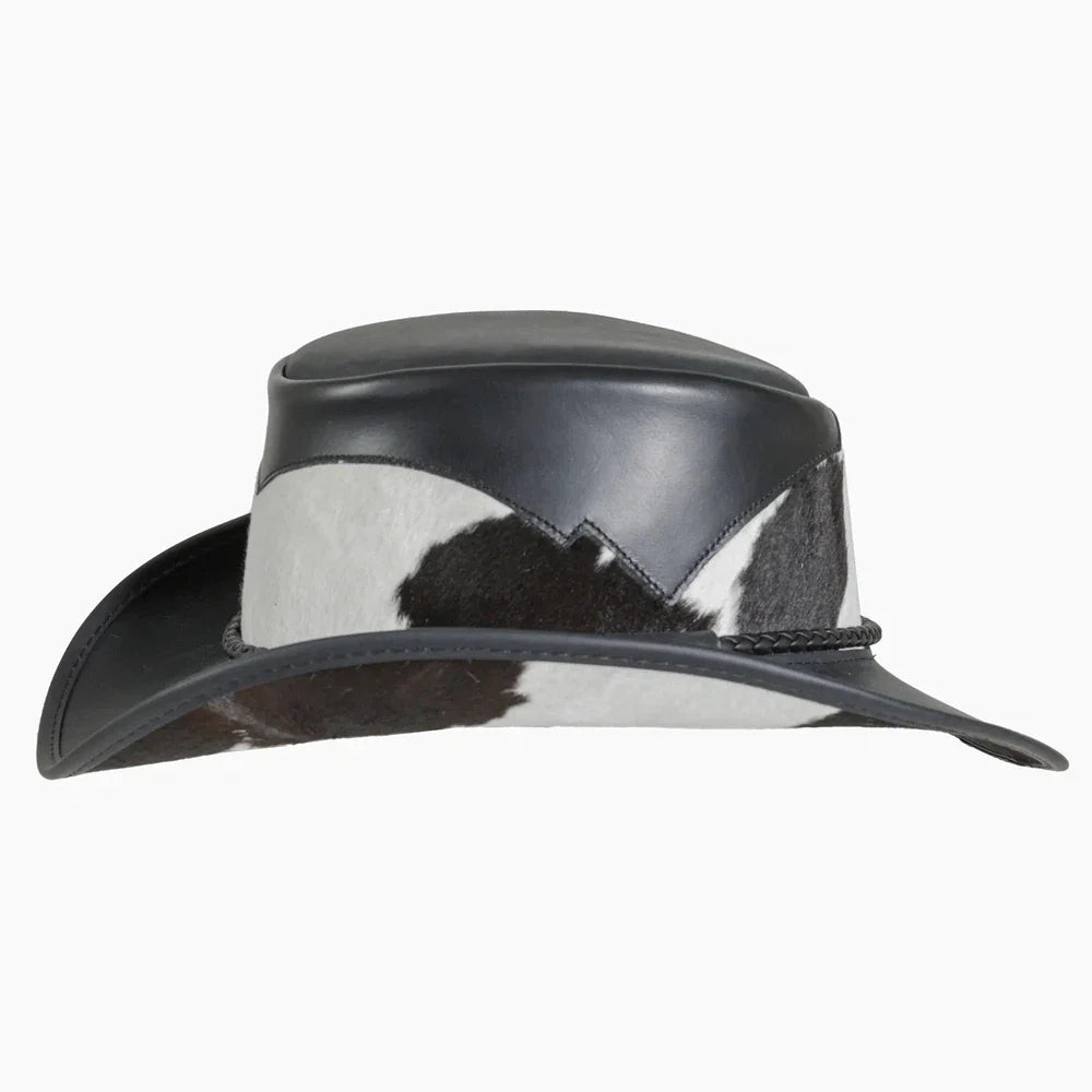 Pinto Leather Cowboy Hat with Calf Accents - Black