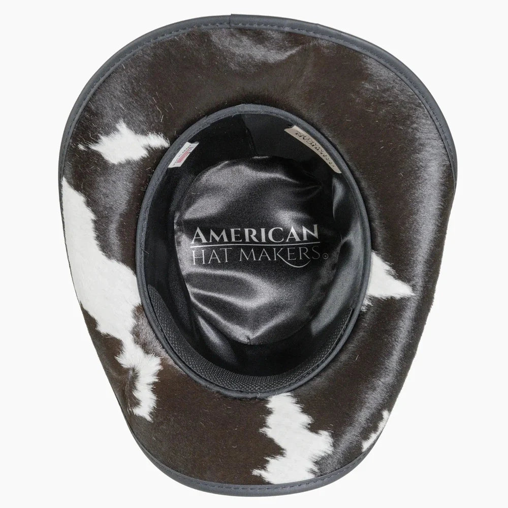 Pinto Leather Cowboy Hat with Calf Accents - Black